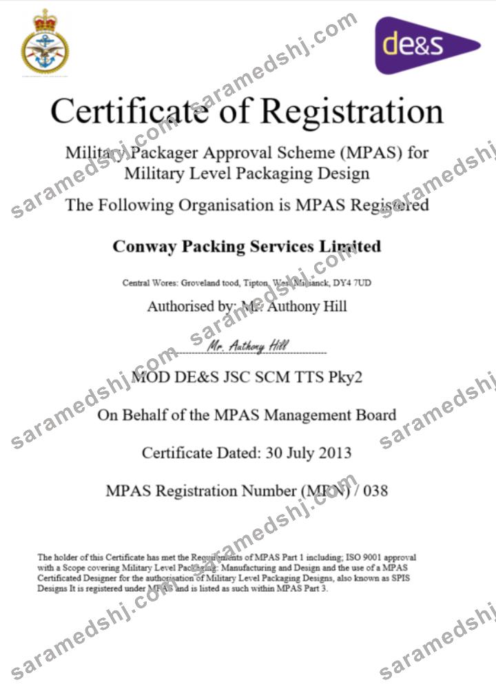 USA MPAS certificate of business registration Word and PDF template